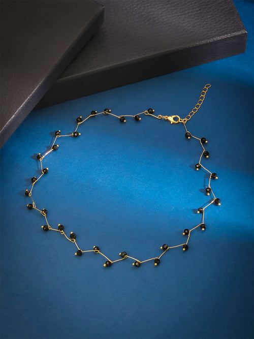 Black Stone Fashion Gold Choker Necklace