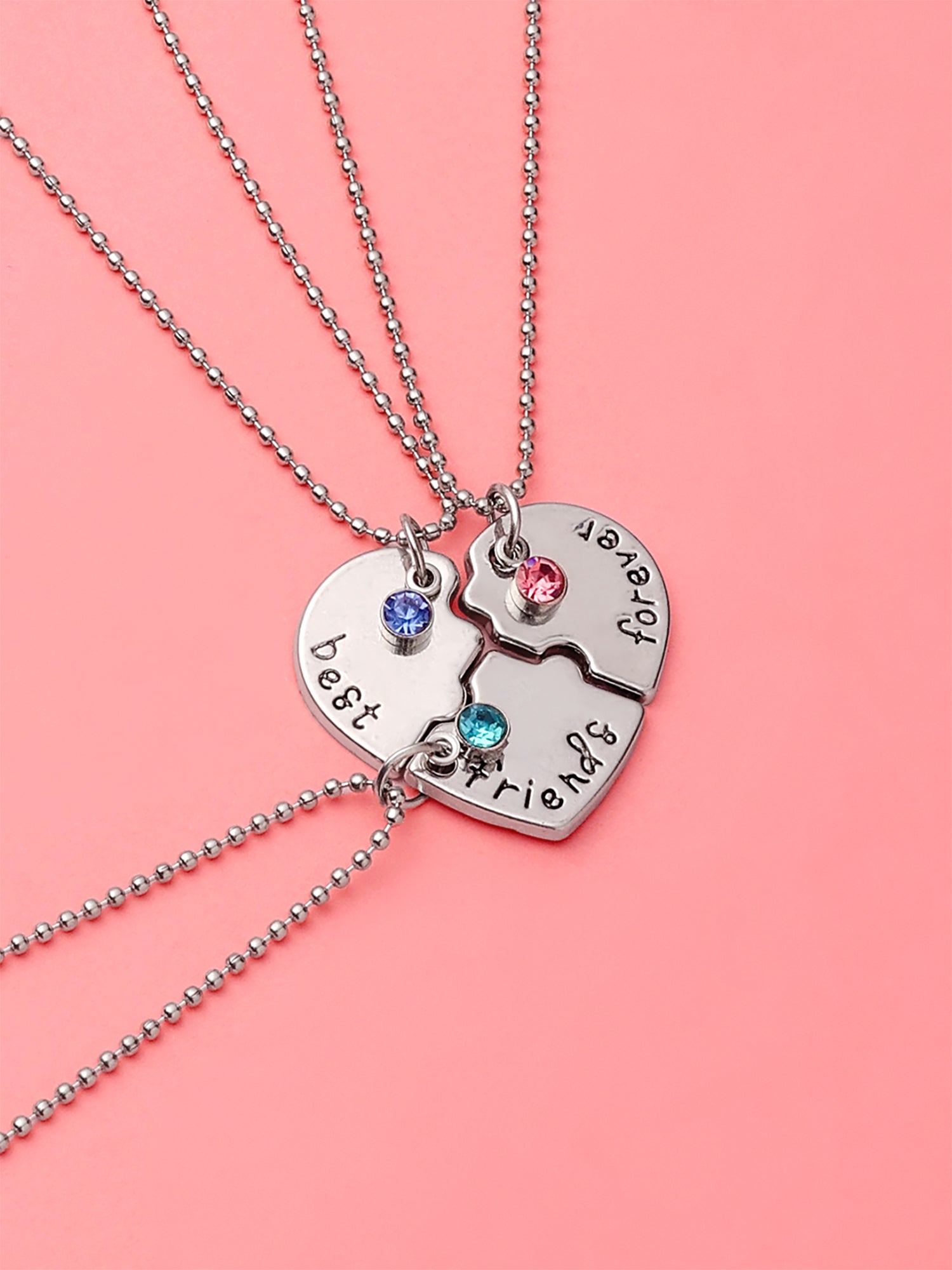 Heart Best Friend Silver Pendant Necklace