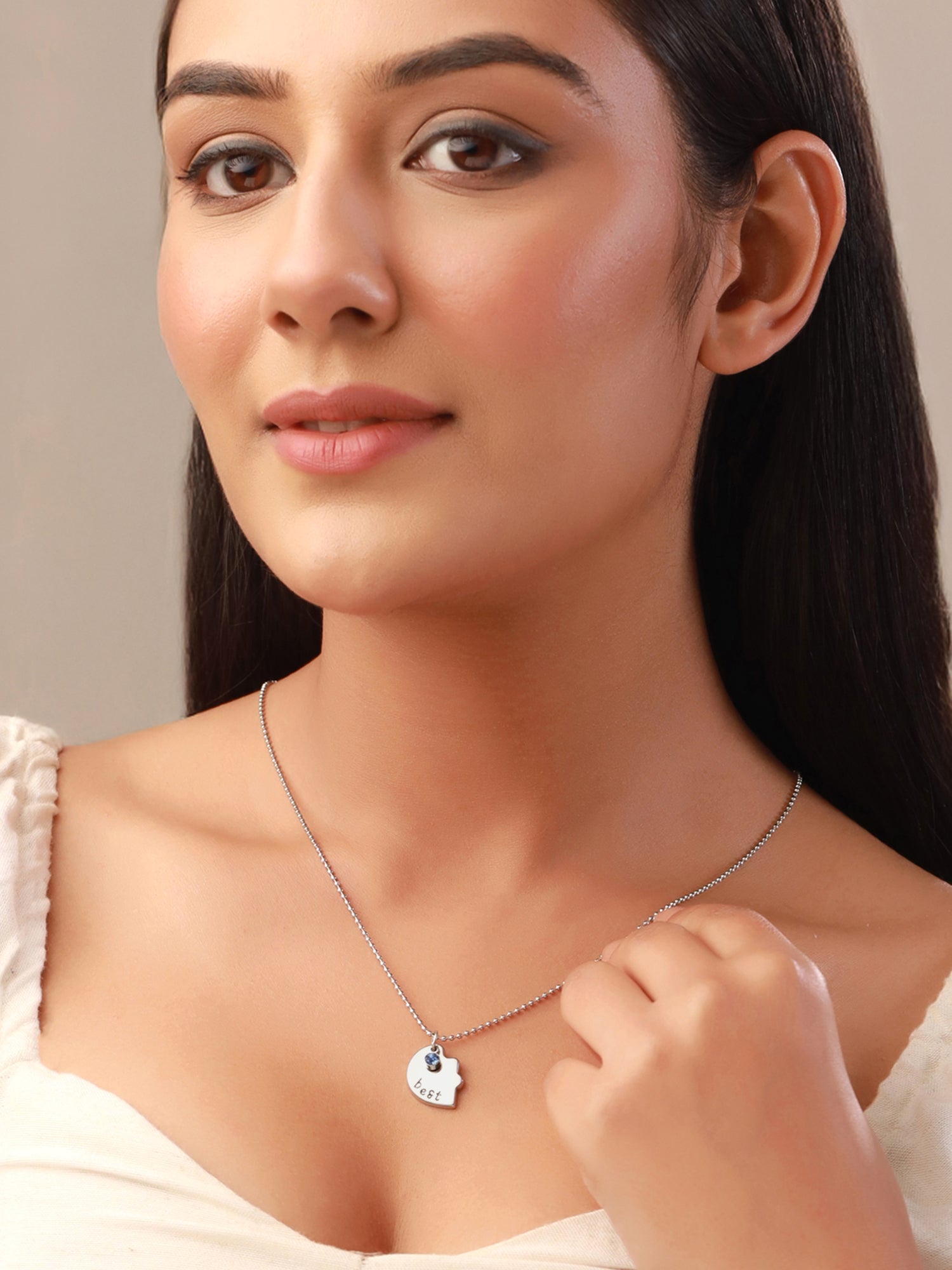 Heart Best Friend Silver Pendant Necklace