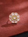 Adjustable Gold White Crystal Accent Ring