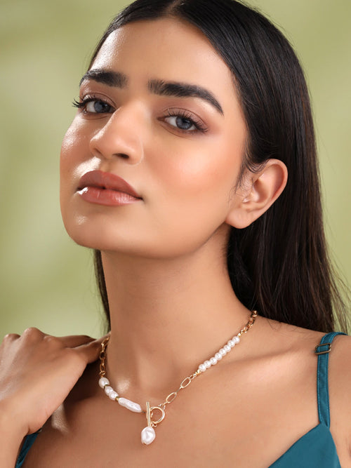 Gold Pearl Chain Fashion Necklace