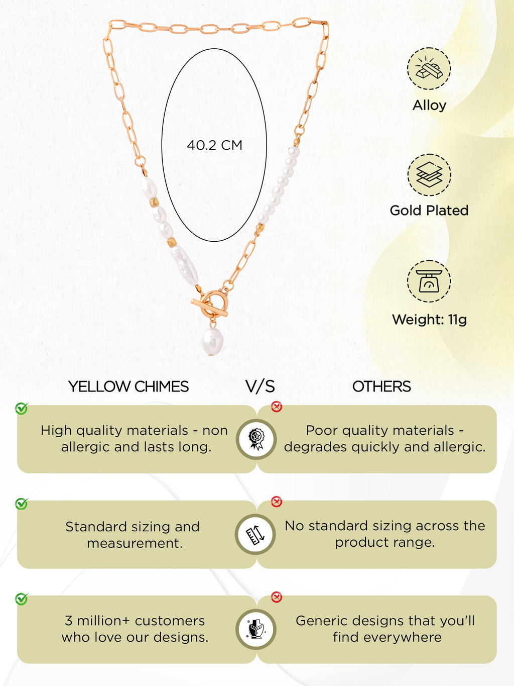 Gold Pearl Chain Fashion Necklace