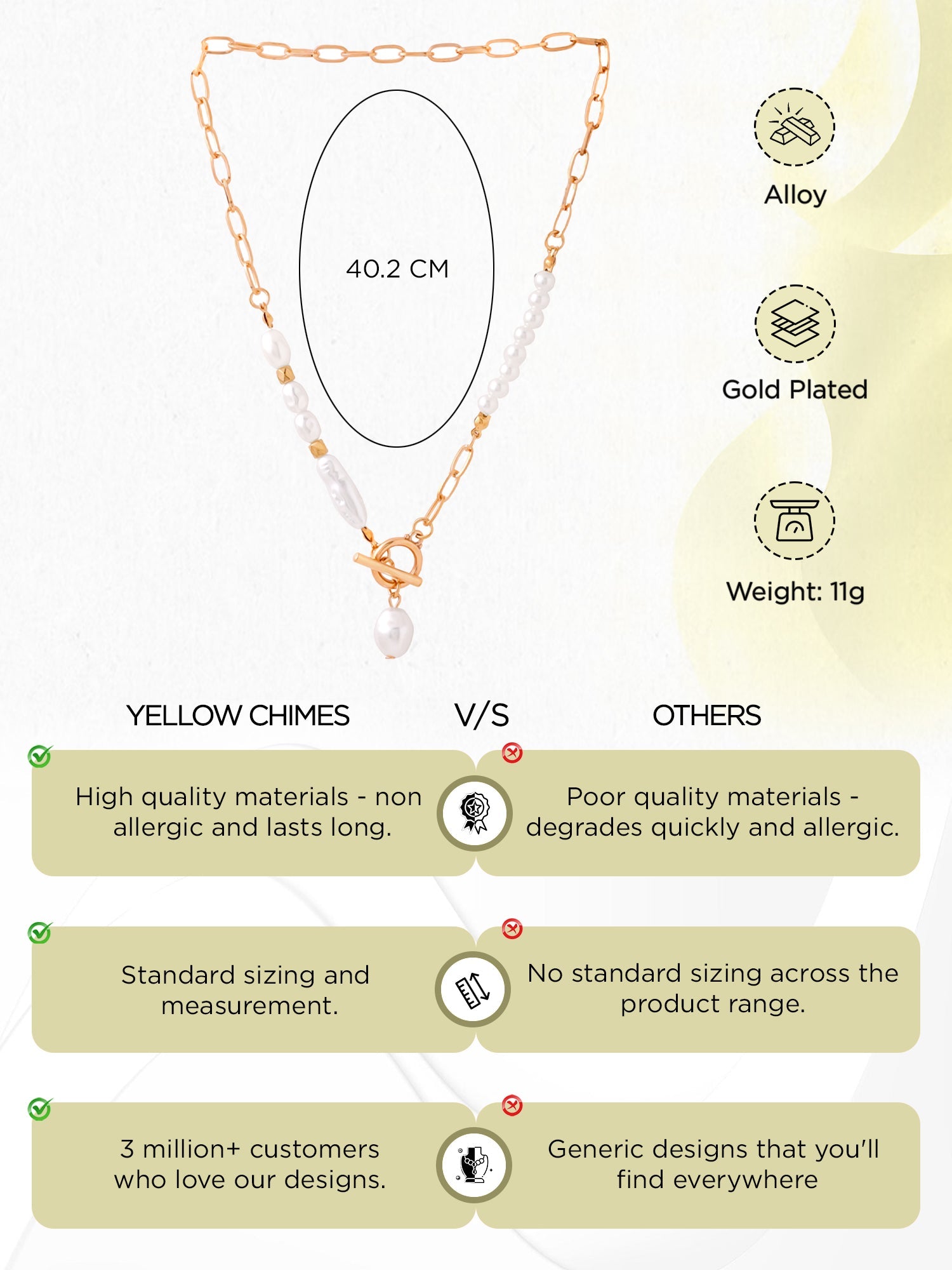 Gold Pearl Chain Fashion Necklace