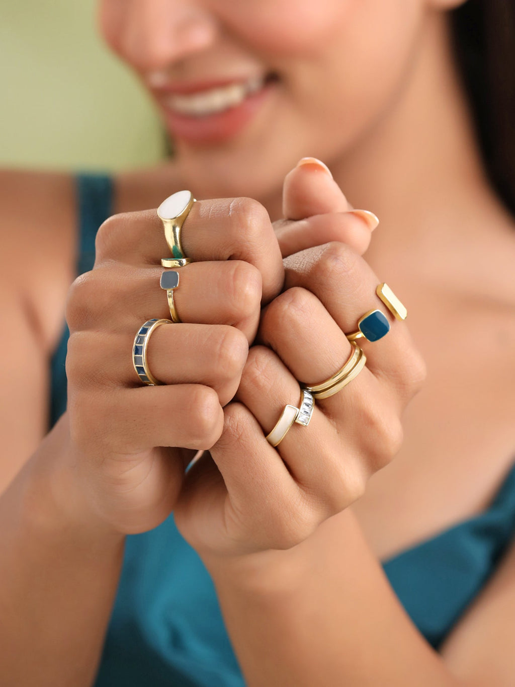 Multicolor Six Piece Stackable Adjustable Ring
