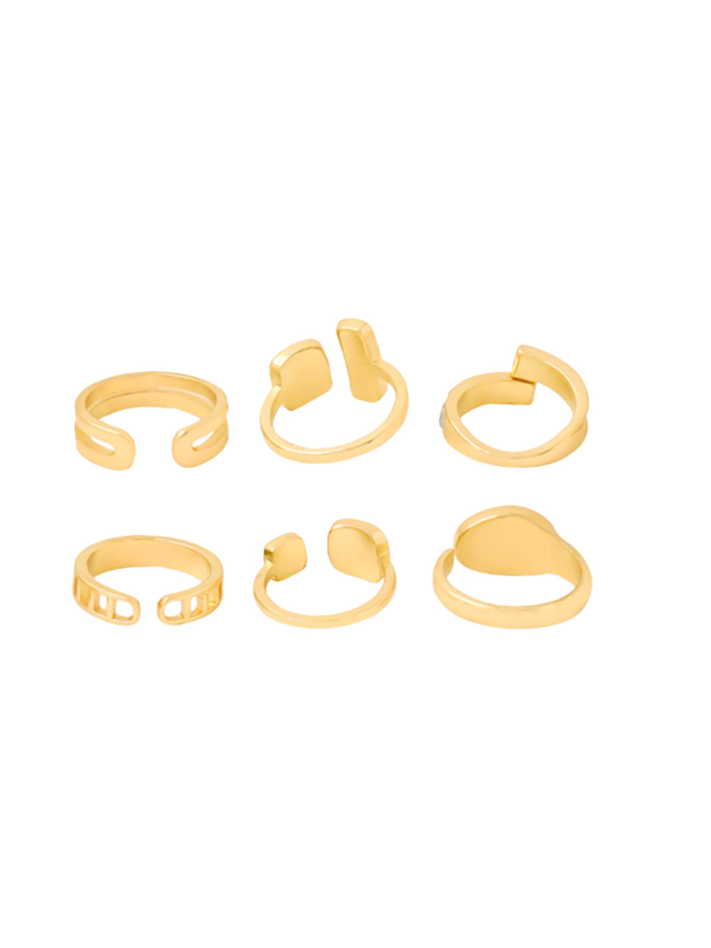 Multicolor Six Piece Stackable Adjustable Ring