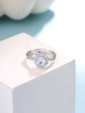 Adjustable White Crystal Silver Ring