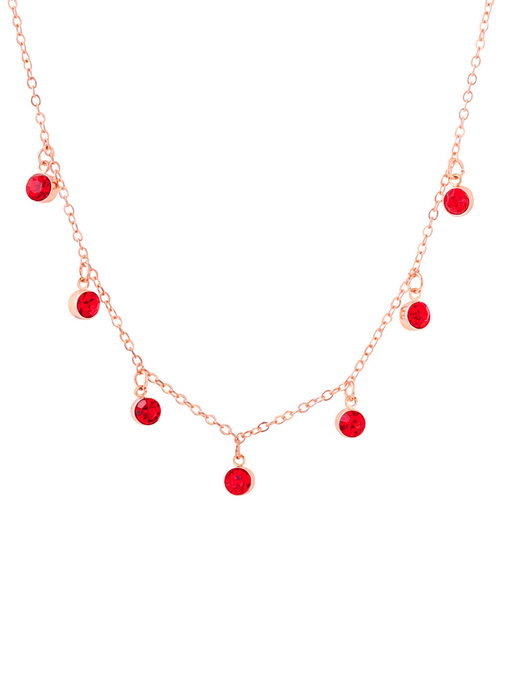 Rose Gold Red Crystal Necklace