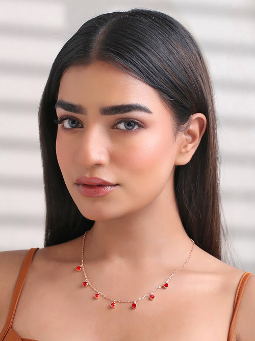 Rose Gold Red Crystal Necklace