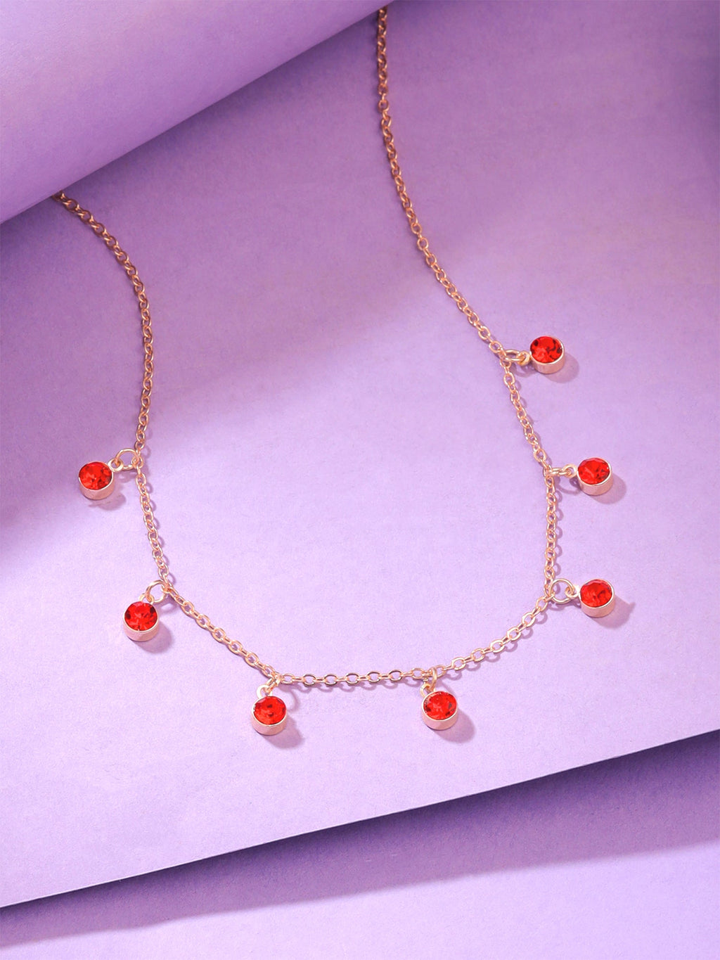 Rose Gold Red Crystal Necklace