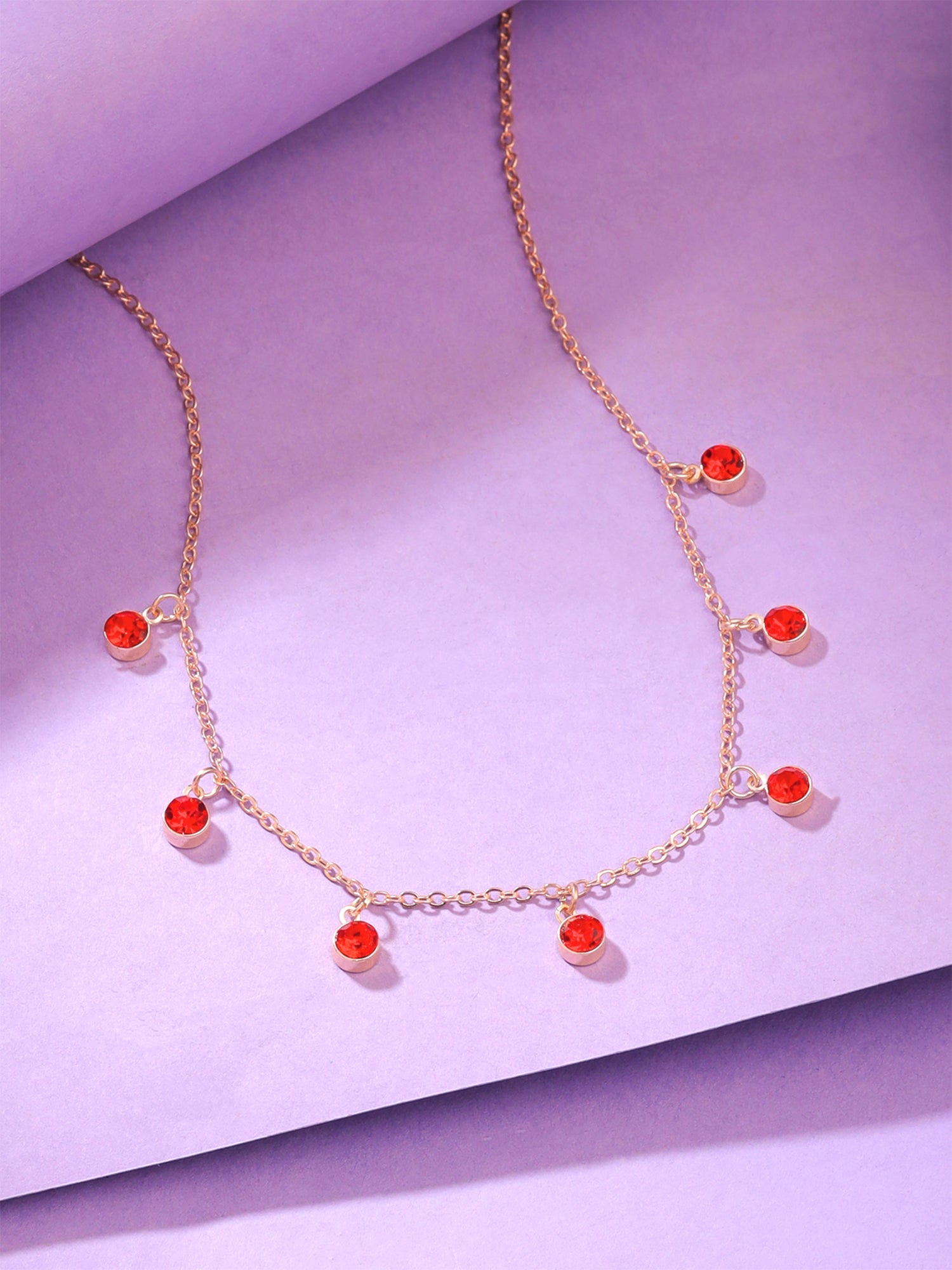 Rose Gold Red Crystal Necklace