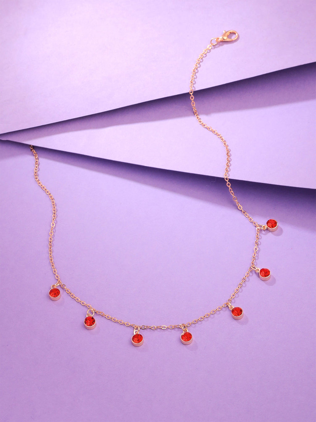 Rose Gold Red Crystal Necklace