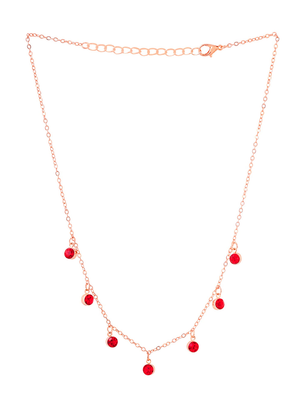 Rose Gold Red Crystal Necklace