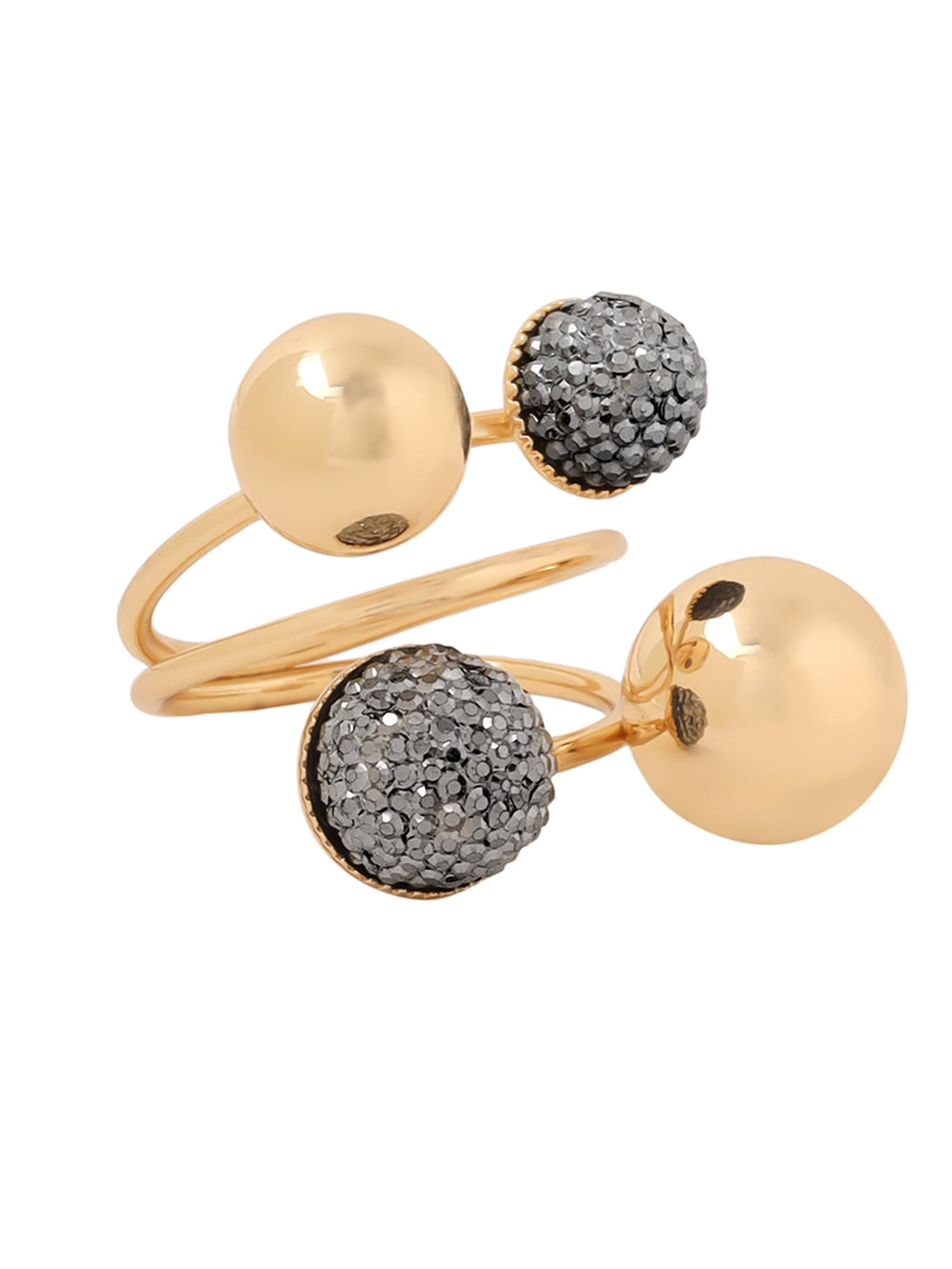 Adjustable Gold Black Fashion Ring