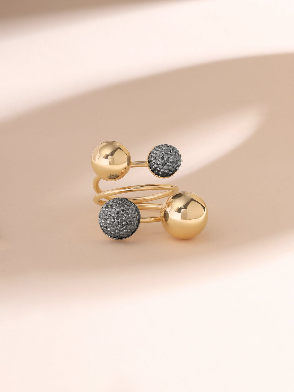 Adjustable Gold Black Fashion Ring