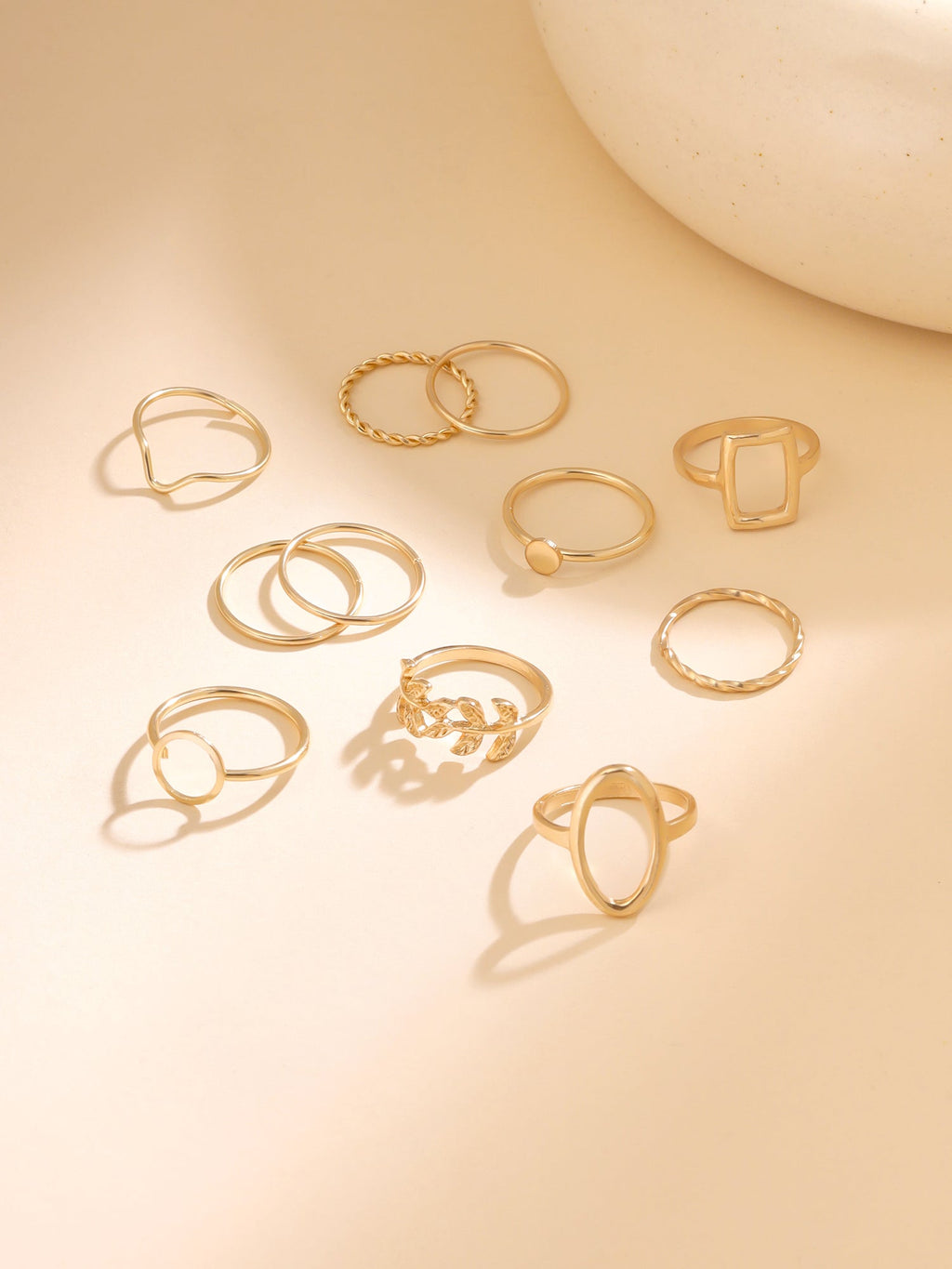 Gold Plated Stackable Eleven Piece Ring