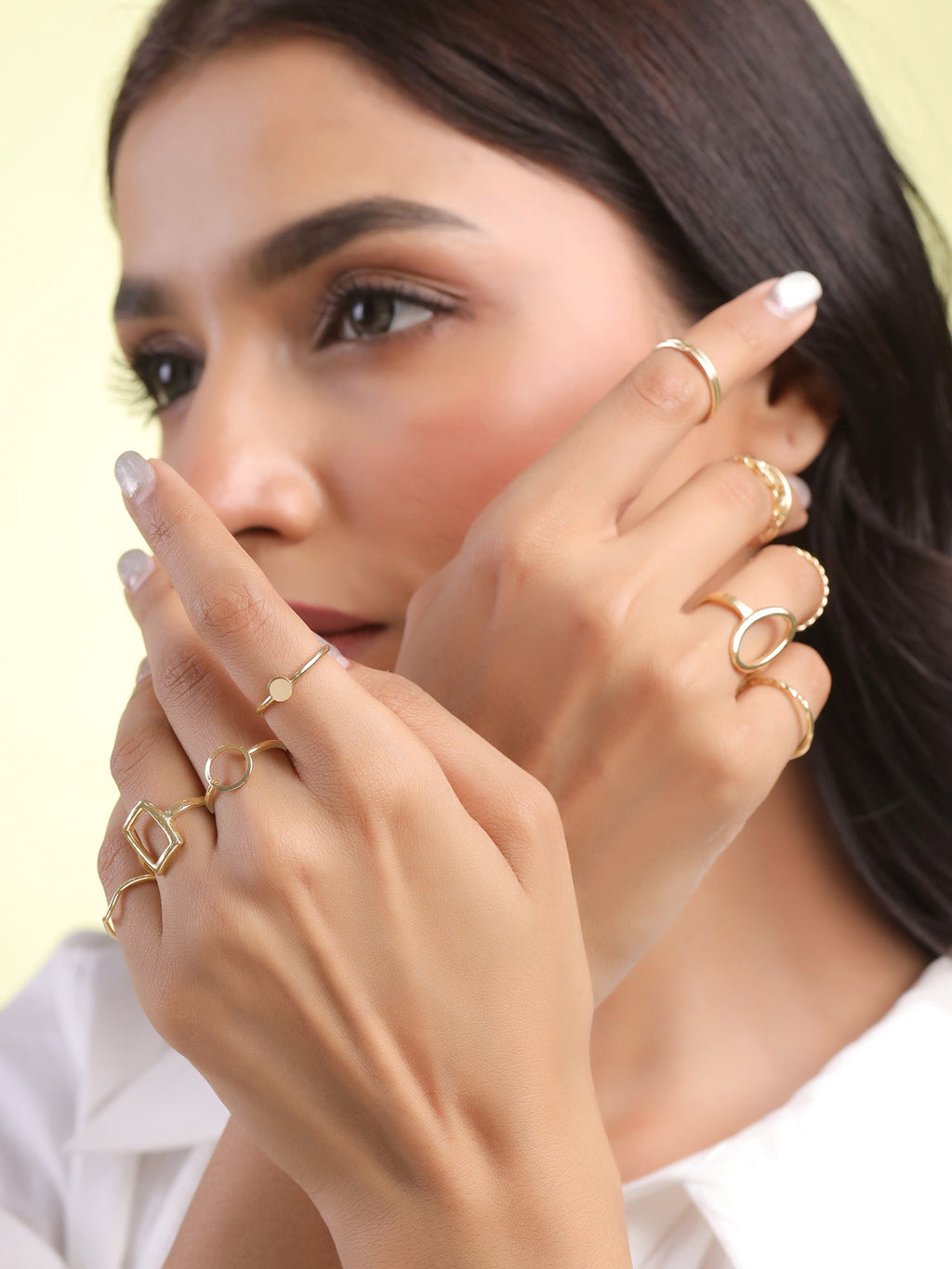 Gold Plated Stackable Eleven Piece Ring