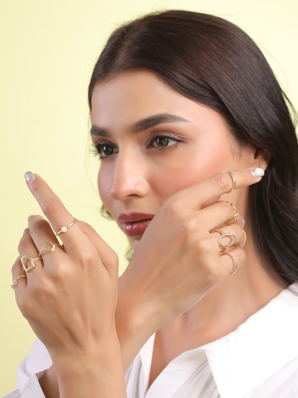 Gold Plated Stackable Eleven Piece Ring