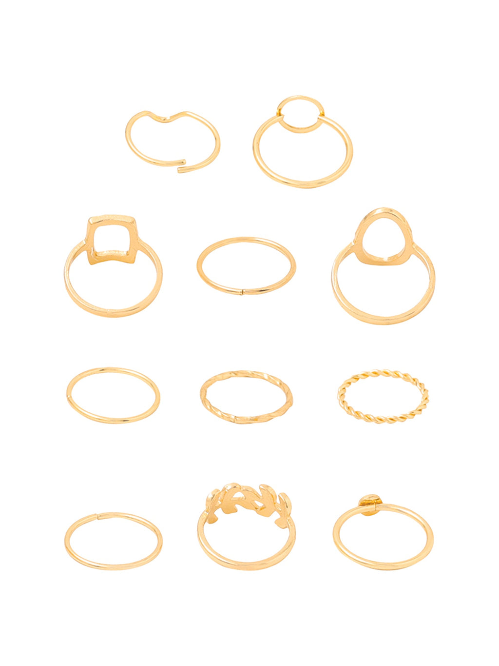 Gold Plated Stackable Eleven Piece Ring