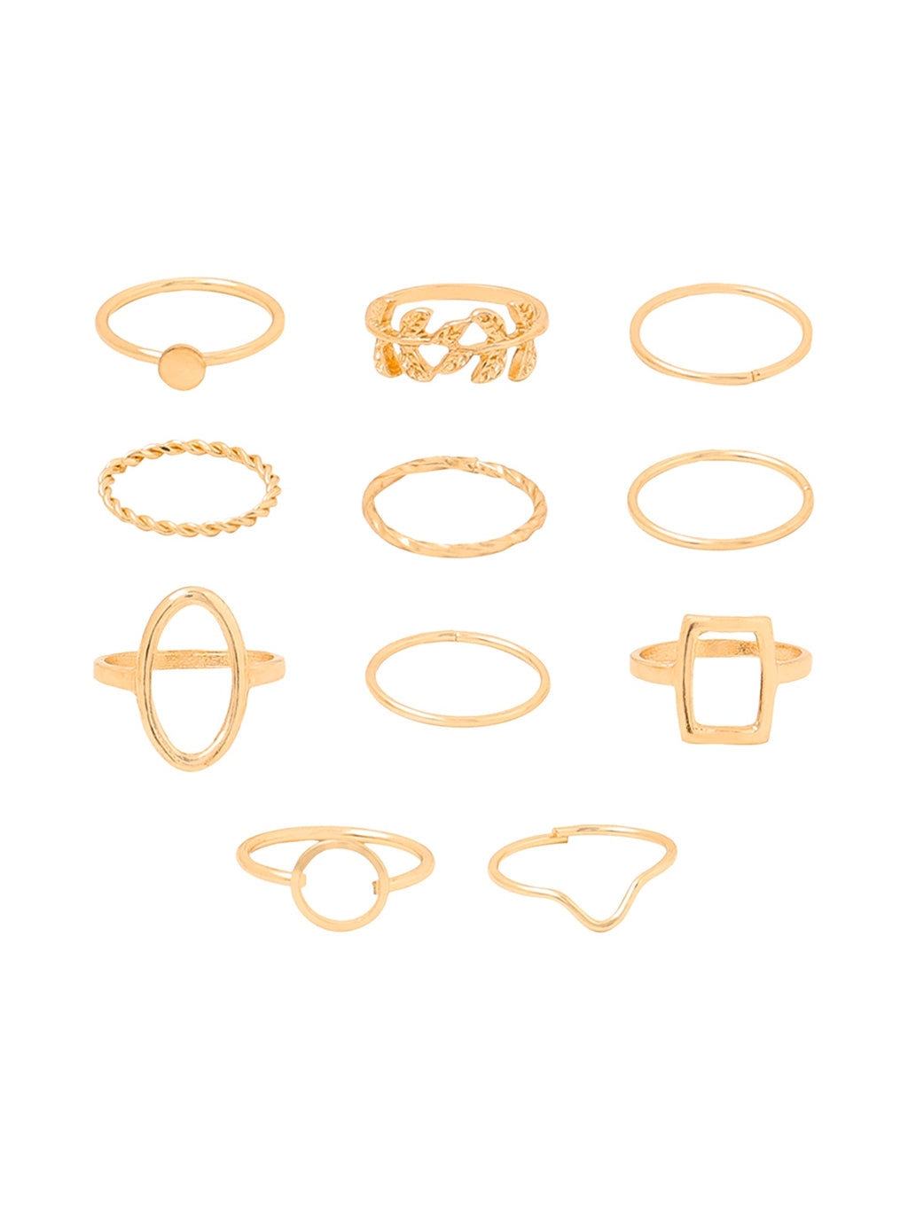 Gold Plated Stackable Eleven Piece Ring