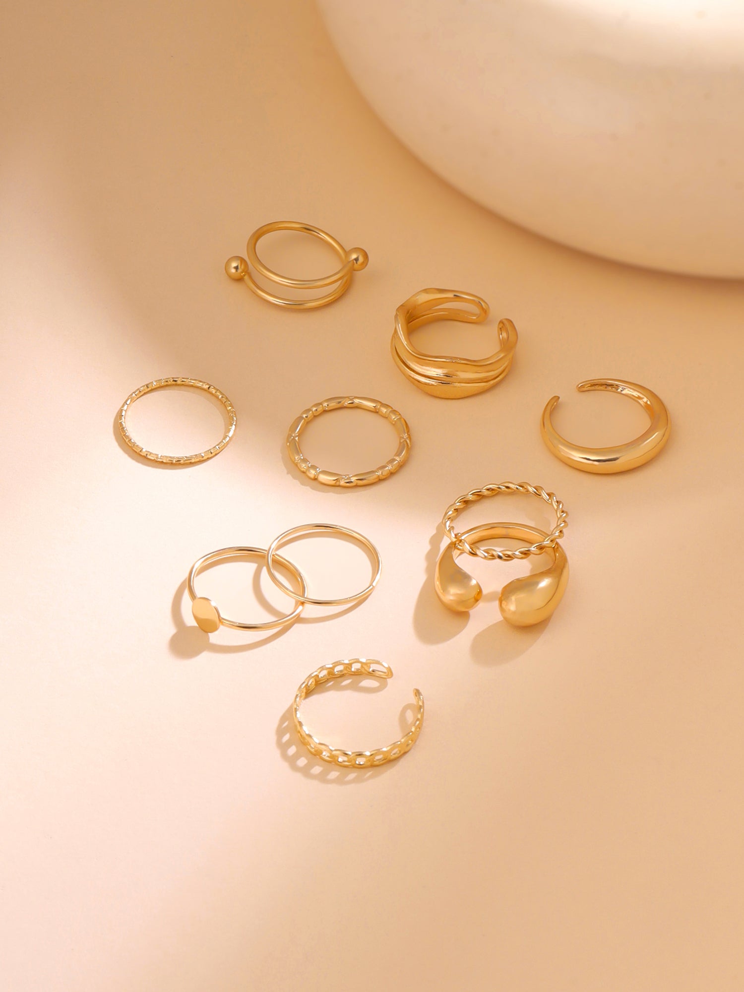 Gold Plated Adjustable Five Piece Ring