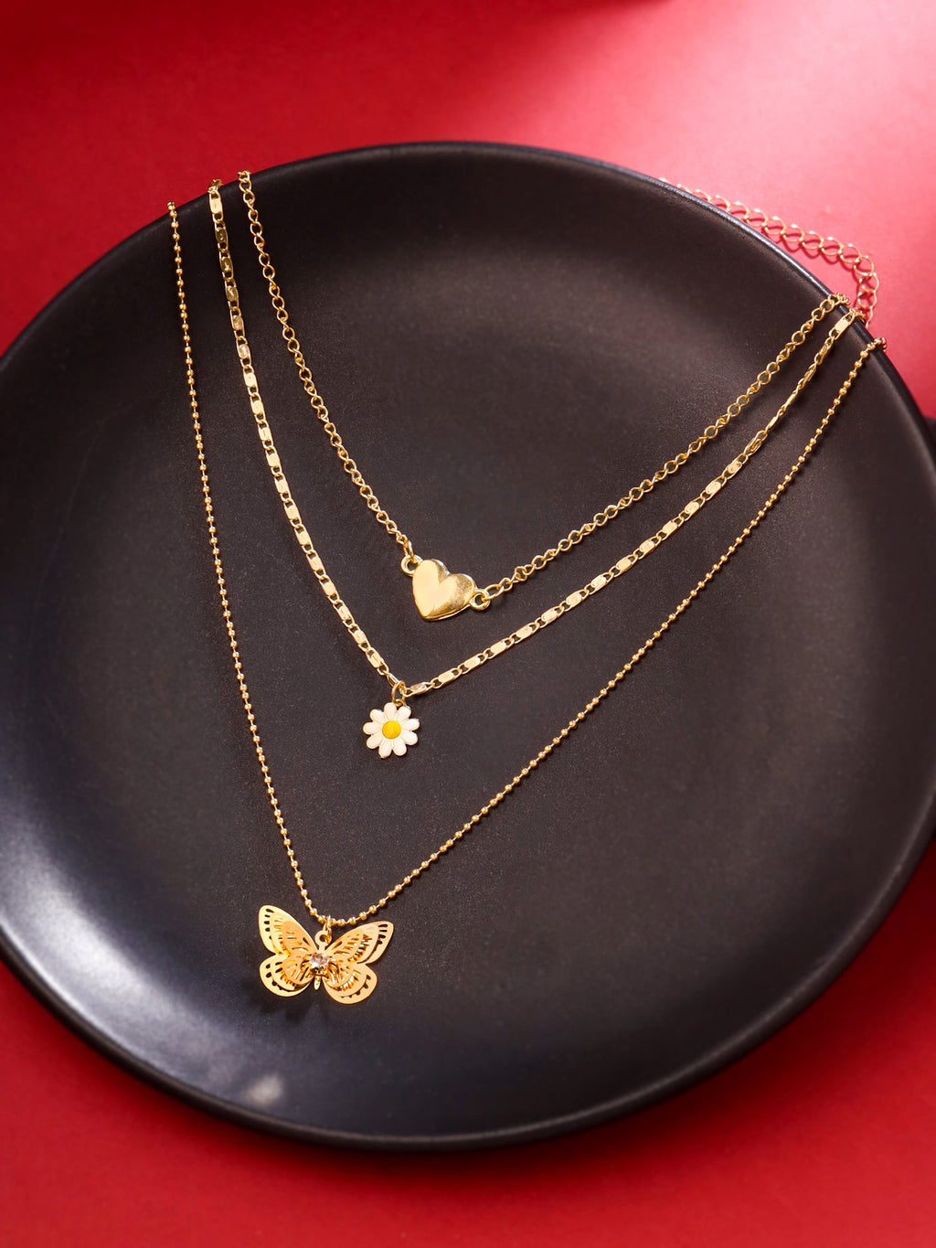 Layered Butterfly Gold Choker Necklace