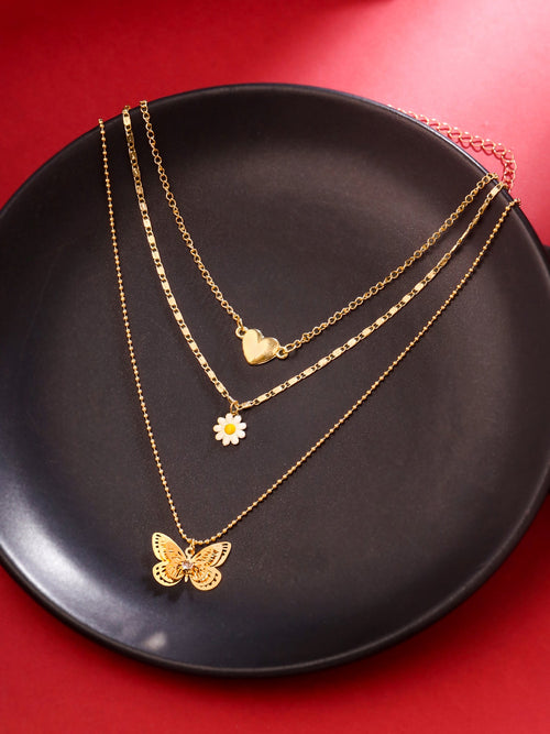 Layered Butterfly Gold Choker Necklace