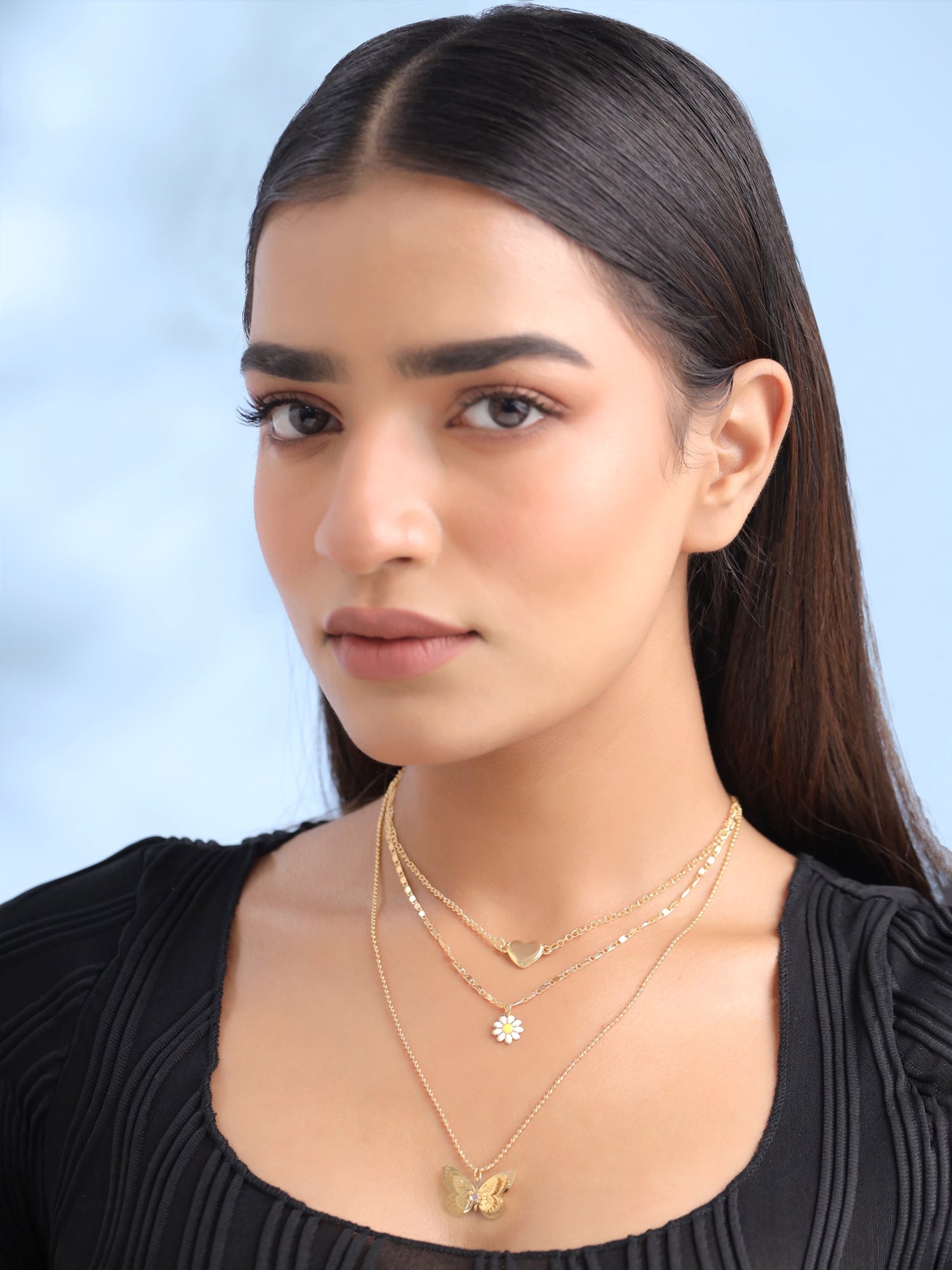 Layered Butterfly Gold Choker Necklace