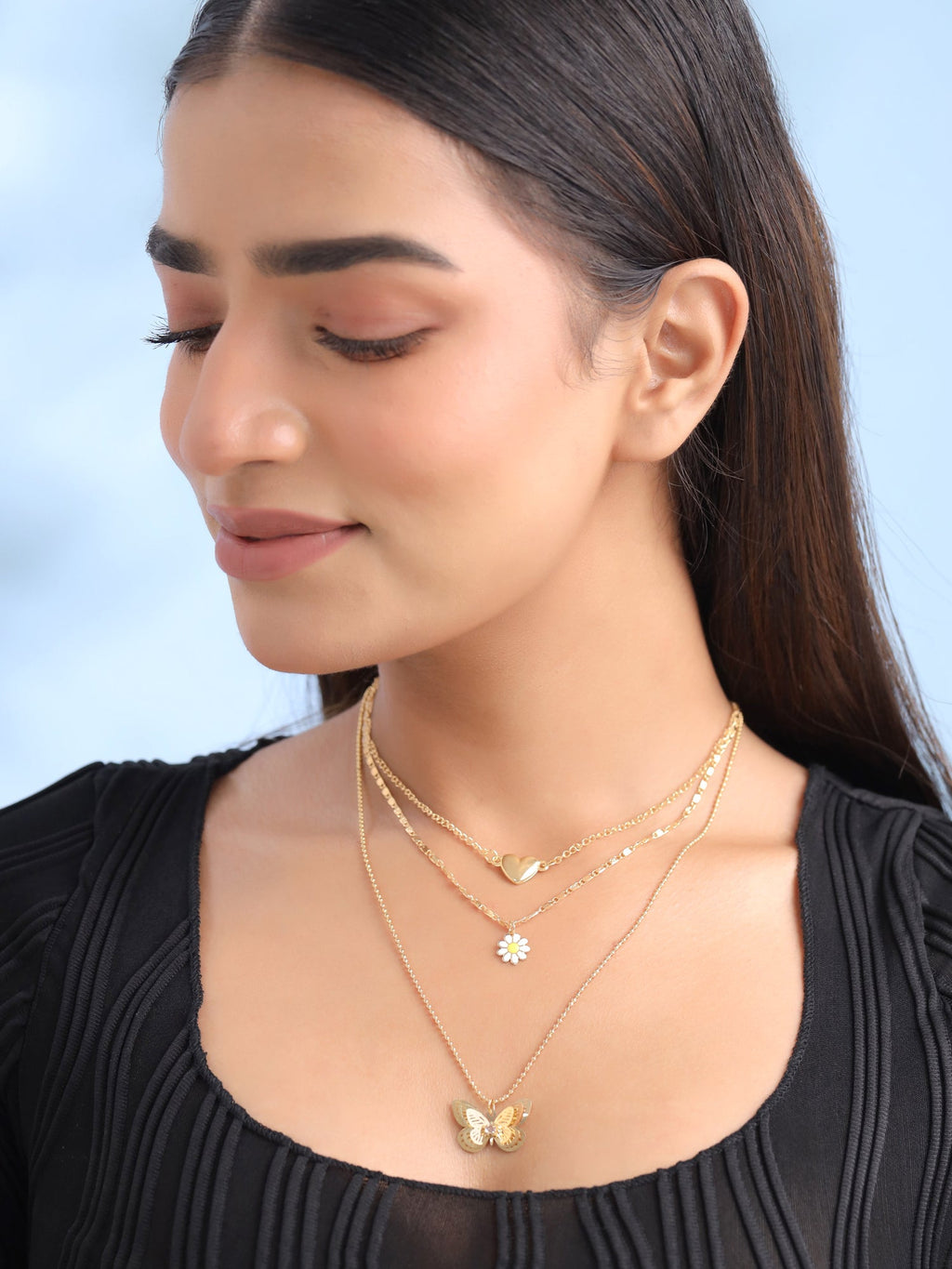 Layered Butterfly Gold Choker Necklace