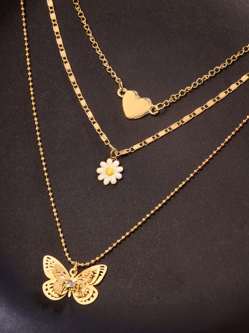 Layered Butterfly Gold Choker Necklace