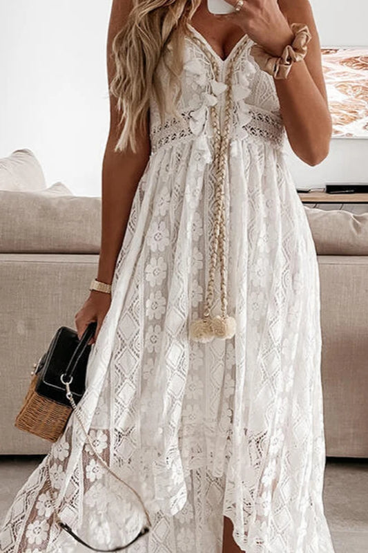 New Lace Sling V Neck Floral Dress