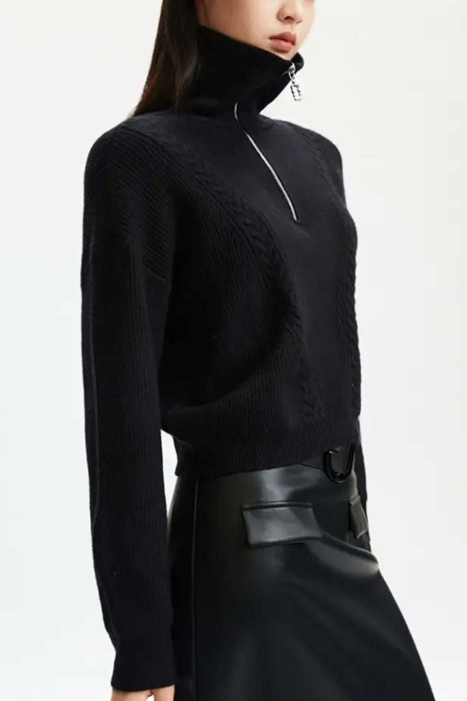 Short Cable Pullover Sweater