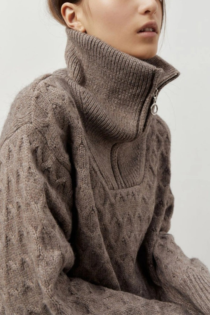 Thick Knit Half Zip Sweater