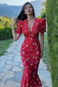 Fitted Puff Sleeve Floral Dress