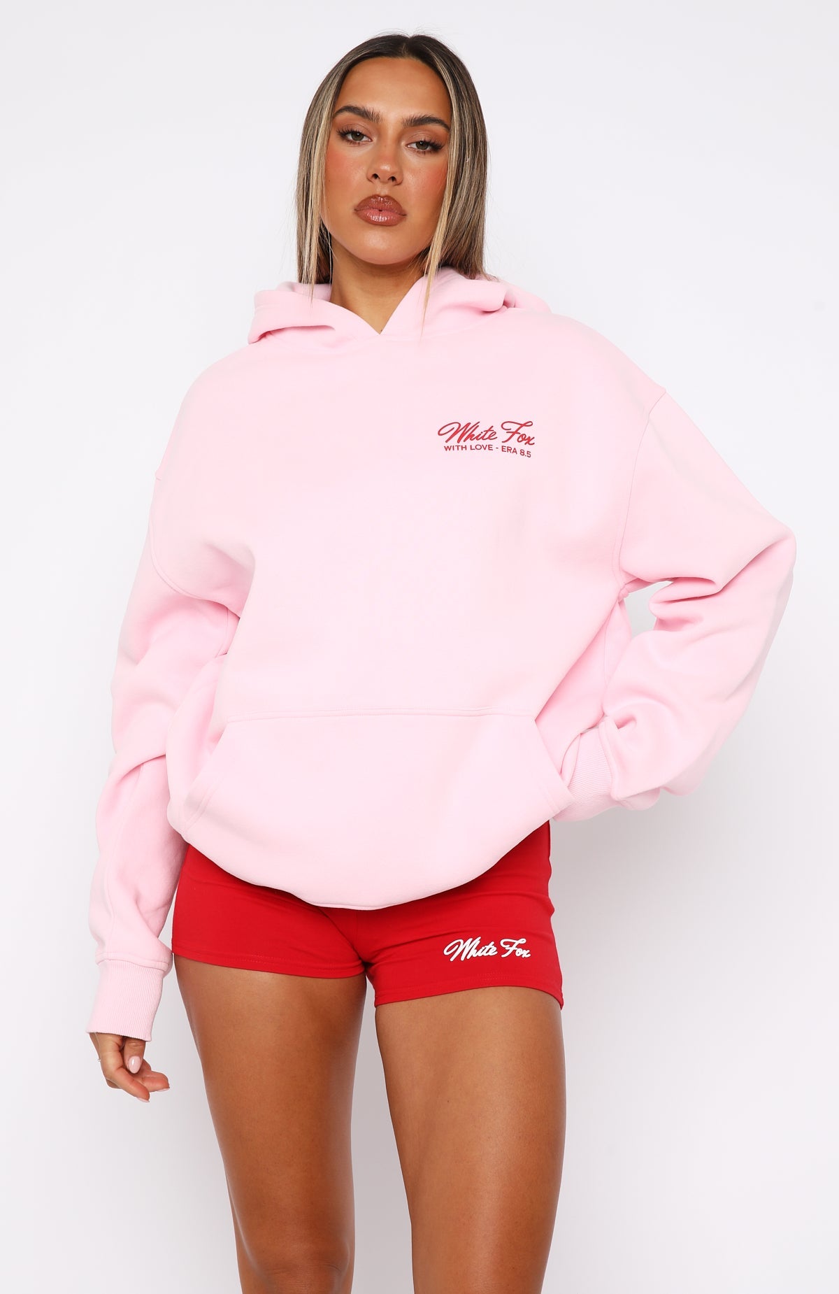 With Love & Kisses Oversized Baby Pink Hoodie