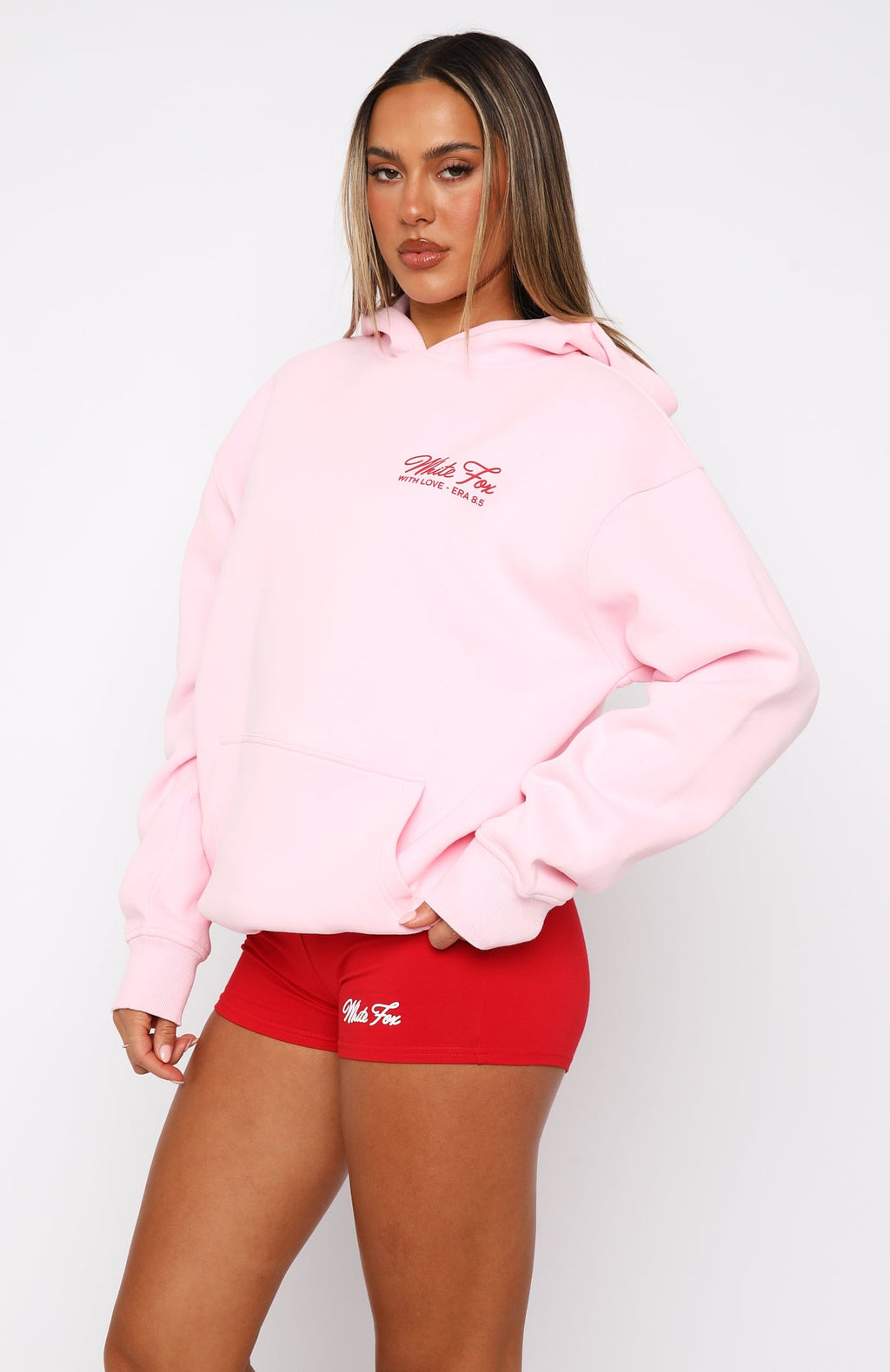 With Love & Kisses Oversized Baby Pink Hoodie
