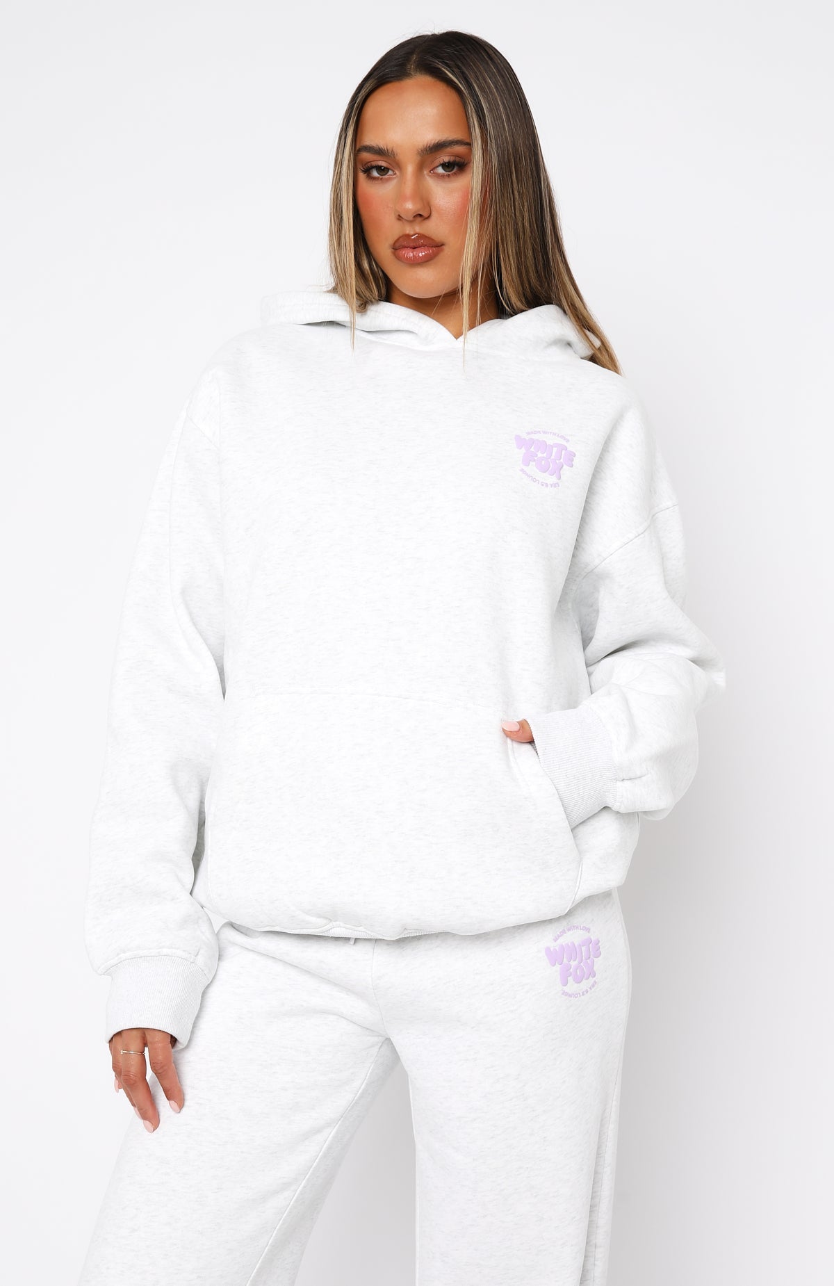 With Love Oversized Grey Marle Hoodie