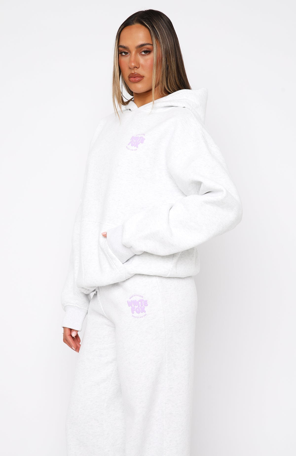 With Love Oversized Grey Marle Hoodie