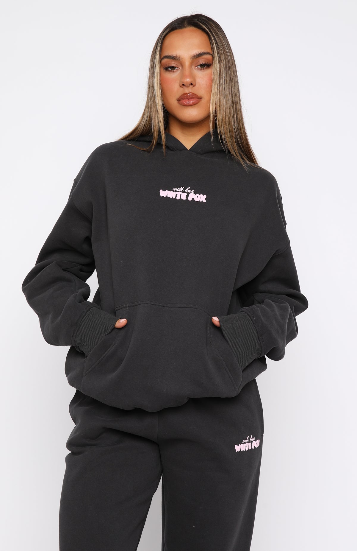 With Love Moment Oversized Charcoal Hoodie