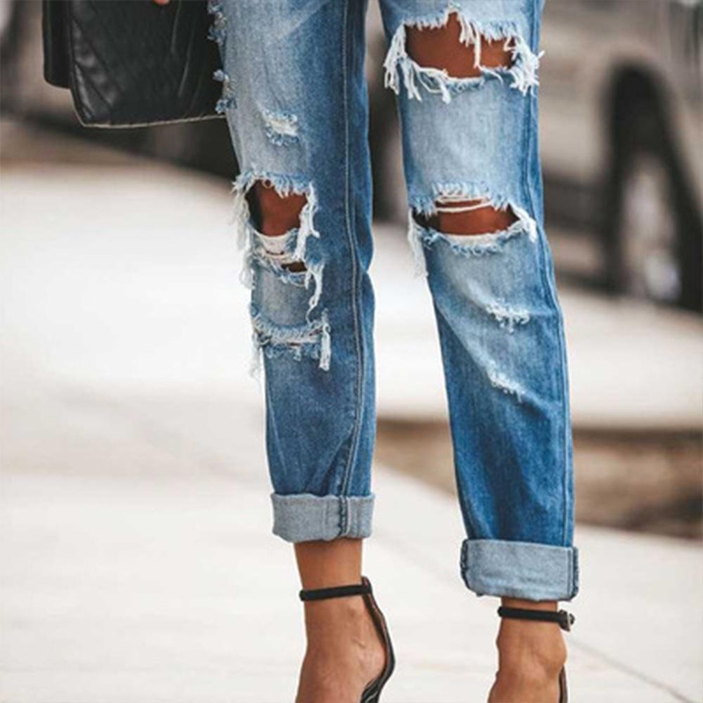 Mid Rise Stylish Straight Ripped Jean