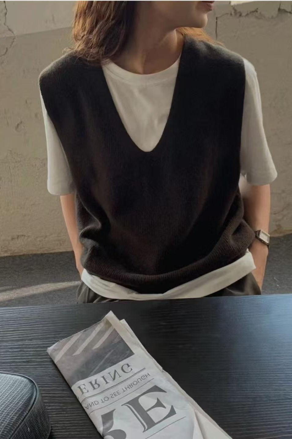 Trendy Sleeveless Knit Sweater