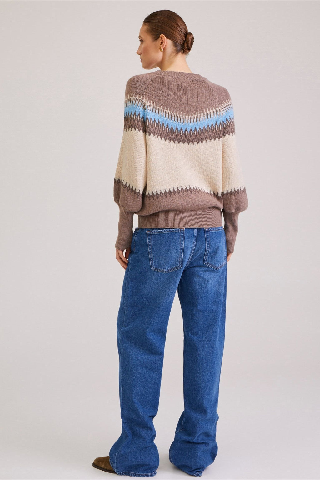 Patchwork Crew Neck Pullover Sweater