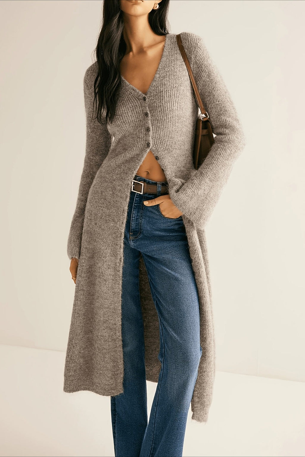 French Vintage Graceful Long Knit Cardigan