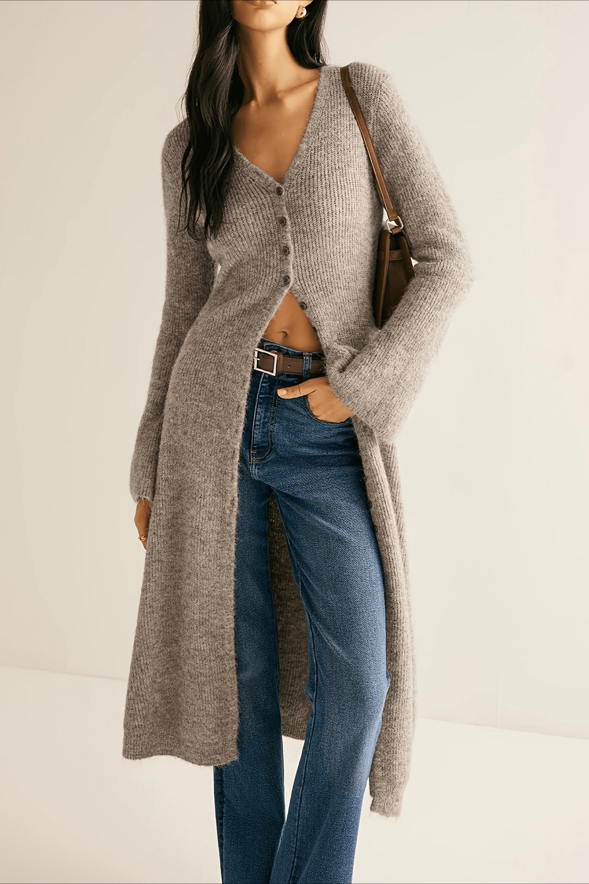 French Vintage Graceful Long Knit Cardigan
