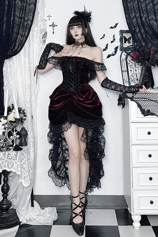 Tiered Train Gothic Dress