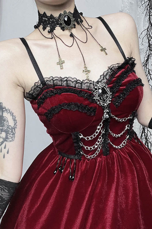 Chain Lace A-Line Gothic Dress