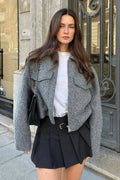 Street Style Tweed Cropped Coat