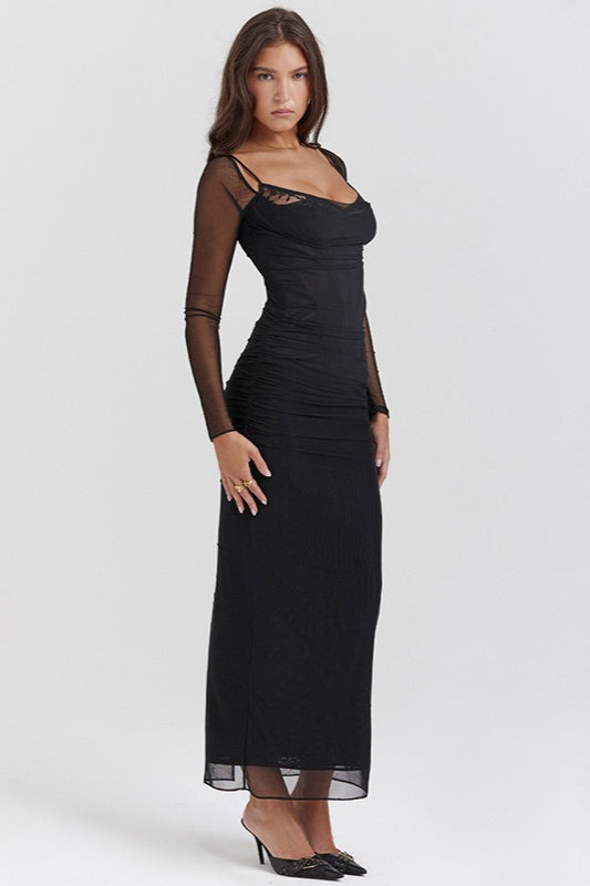 Split Open Back Sleek Maxi Dress