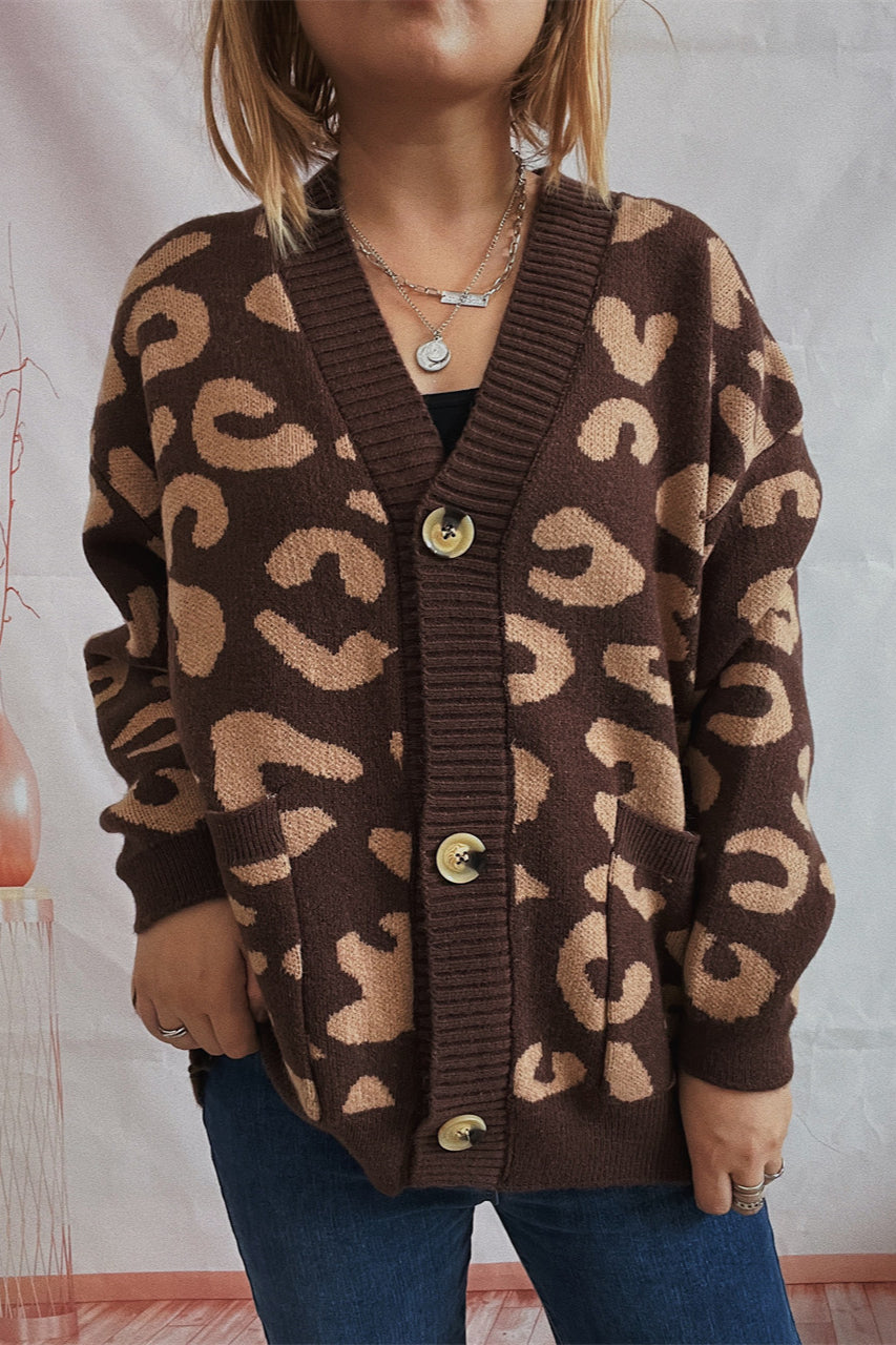 Casual Leopard Long-Sleeve Cardigan