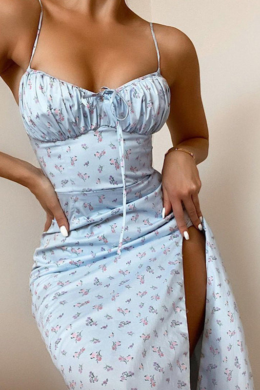 Strap Split Floral Dress