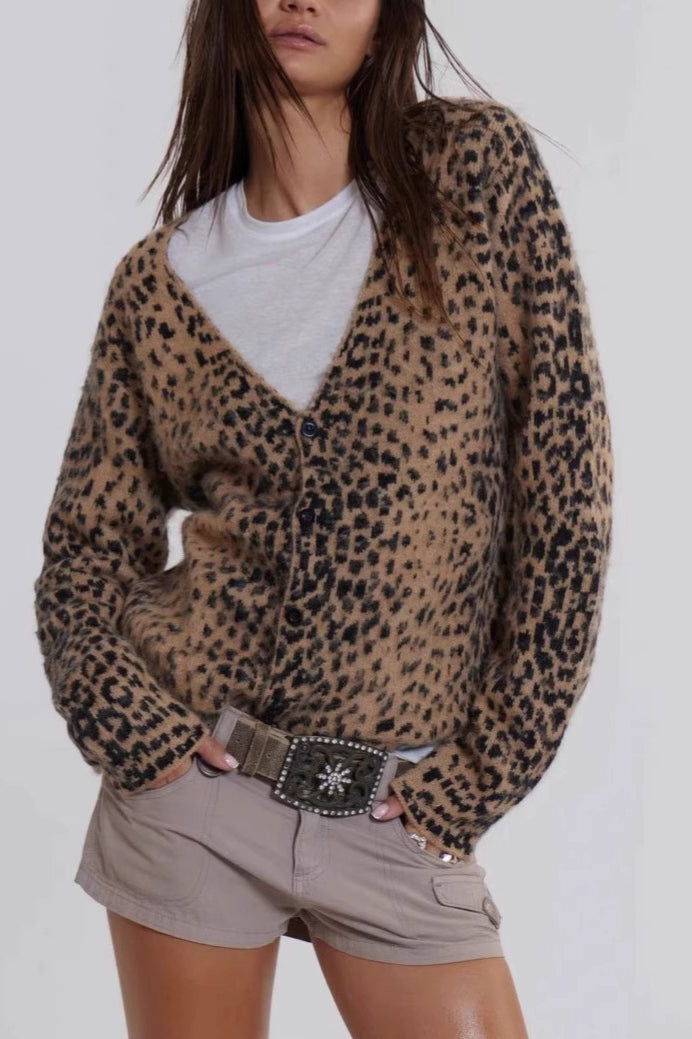 Soft V-Neck Animal Cardigan